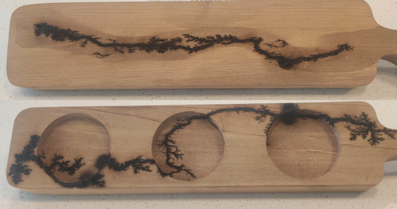 {Lichtenberg figures on wood}